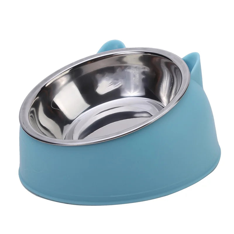 100ML Cat Dog Bowl 15 Degrees Raised Non Slip Puppy Base Cat Food Drinking Water Feeder Tilt Safeguard Neck Pet Bowl Accessories