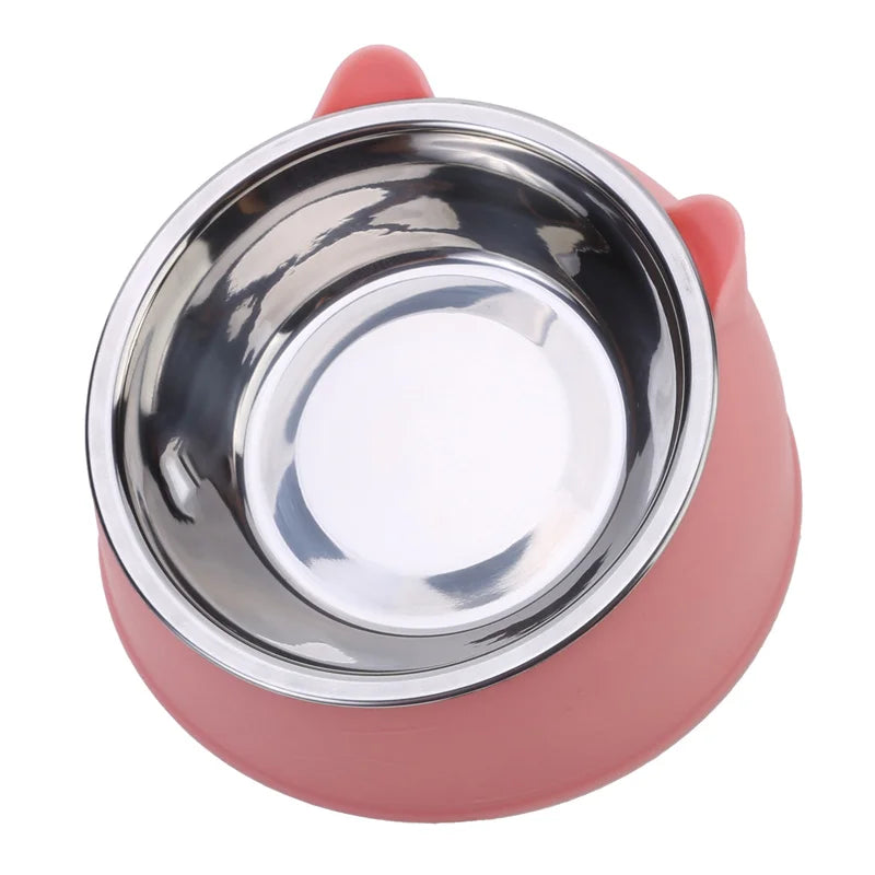 100ML Cat Dog Bowl 15 Degrees Raised Non Slip Puppy Base Cat Food Drinking Water Feeder Tilt Safeguard Neck Pet Bowl Accessories