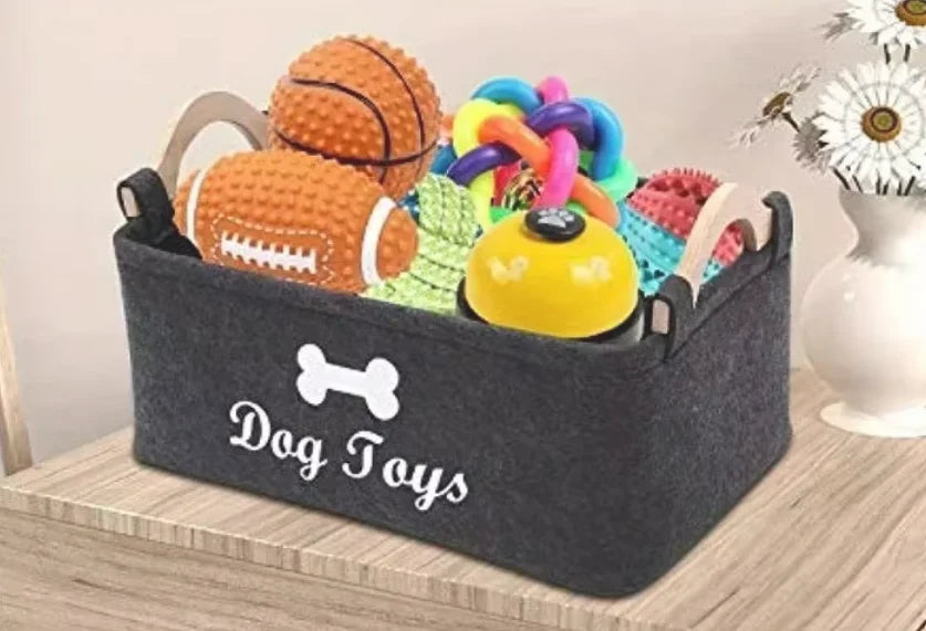 Felt pet toy box, dog toy box, storage basket box