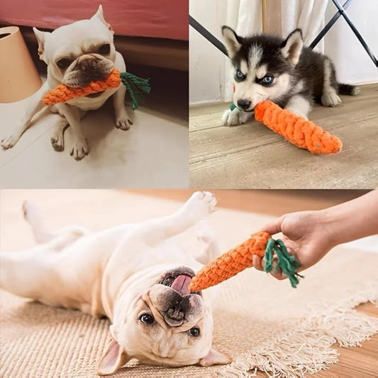 Carrot Rope Chew Toy — Cotton Knot for Dogs & Cats