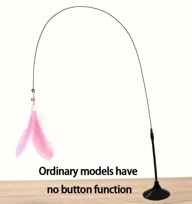 Cat Teaser Wand — Bell & Feather Suction Cup Toy