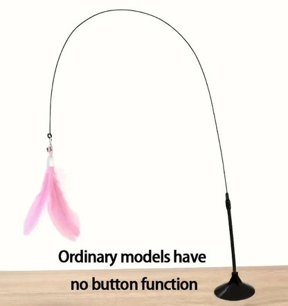 Cat Teaser Wand — Bell & Feather Suction Cup Toy