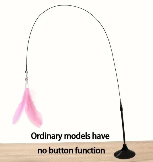 Cat Teaser Wand — Bell & Feather Suction Cup Toy