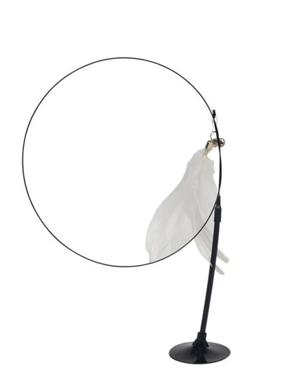 Cat Teaser Wand — Bell & Feather Suction Cup Toy