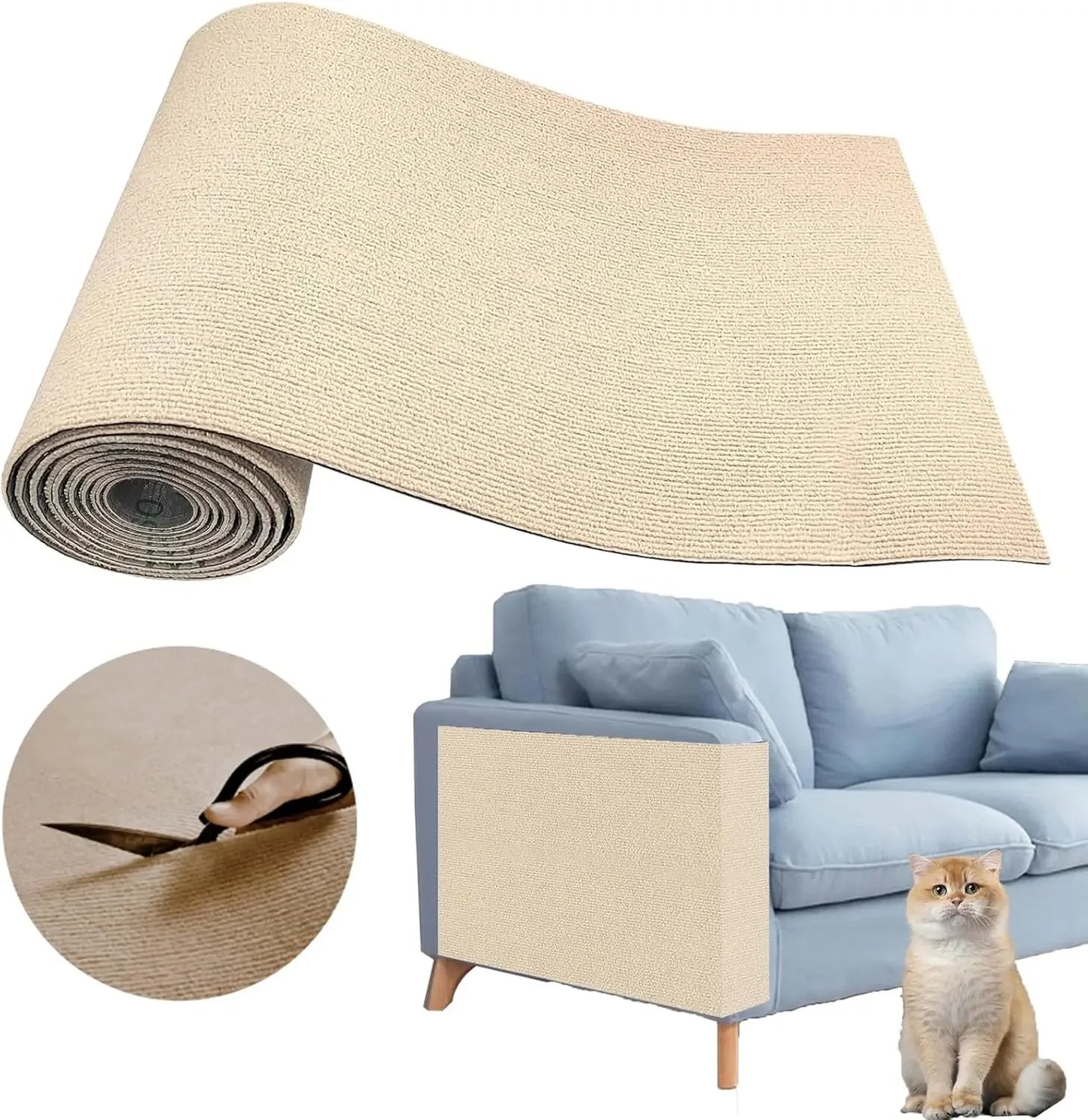 Trimmable Self-Adhesive Carpet Cats Scratch Board Wall Anti