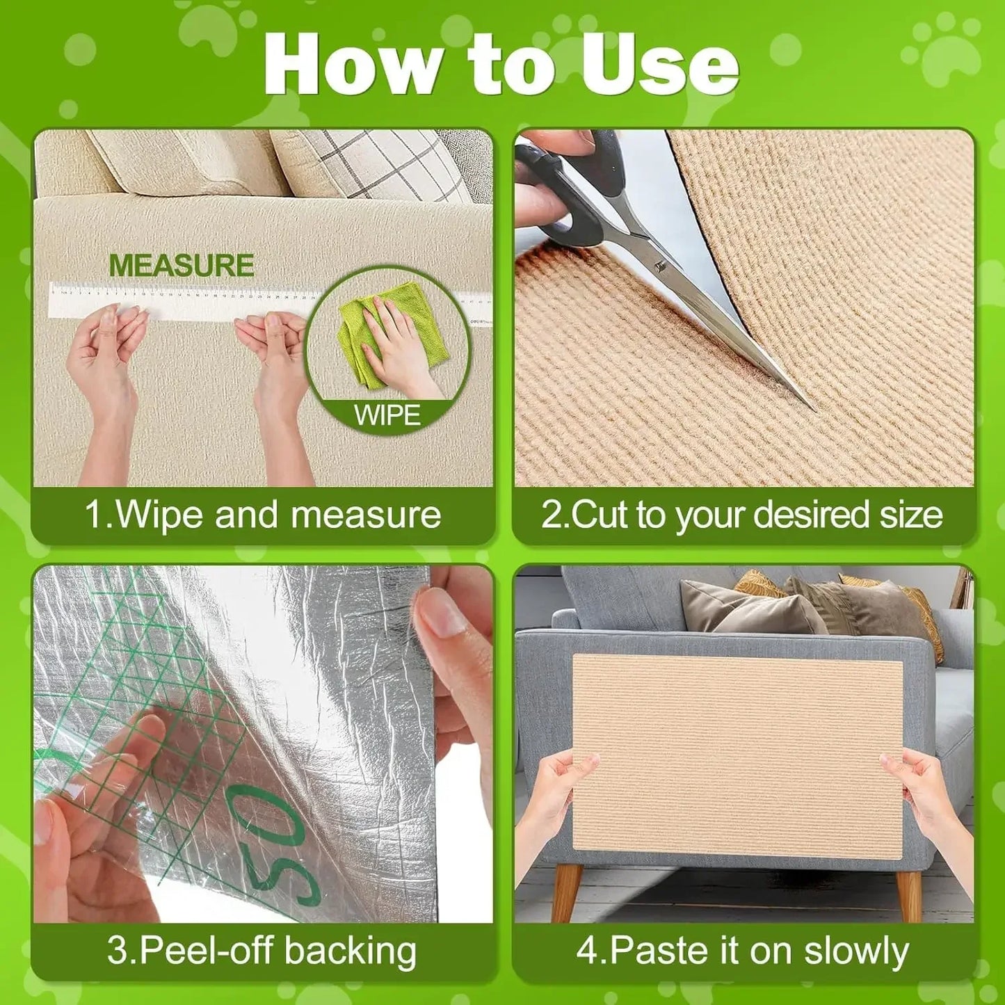 Trimmable Self-Adhesive Carpet Cats Scratch Board Wall Anti