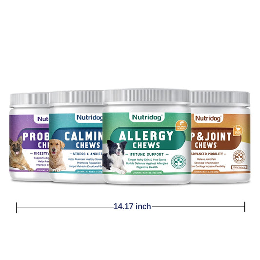 Anti-allergic & hip joint & calming & probiotic dog food for dogs full stage comprehensive nutrition-120 soft chews