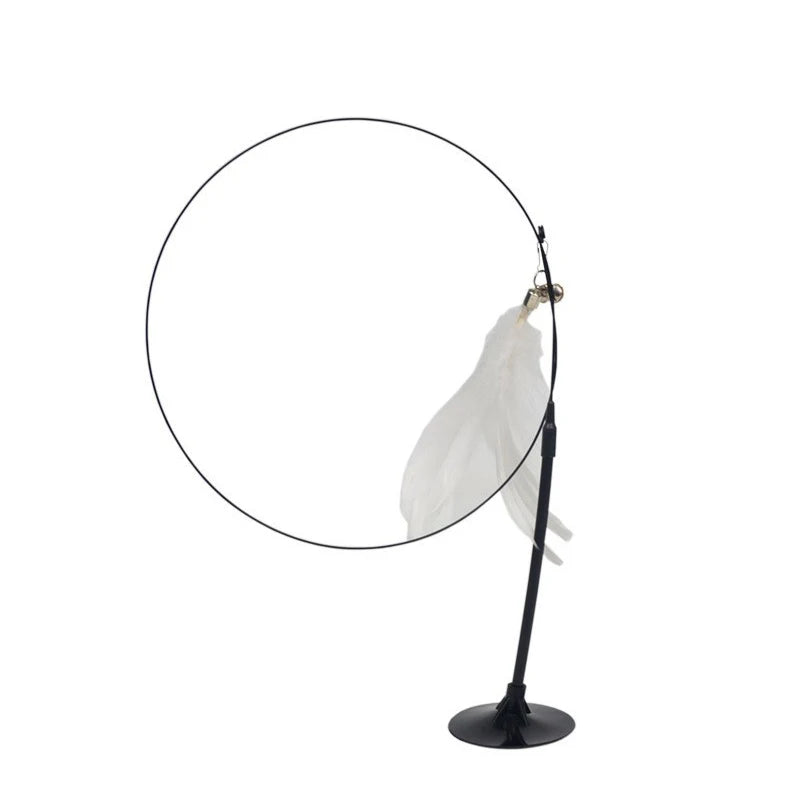Cat Teaser Wand — Bell & Feather Suction Cup Toy