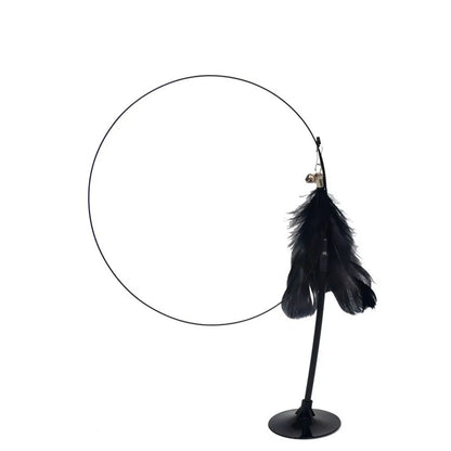 Cat Teaser Wand — Bell & Feather Suction Cup Toy