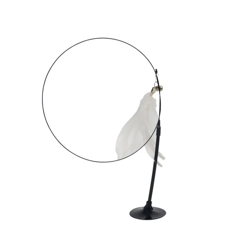 Cat Teaser Wand — Bell & Feather Suction Cup Toy