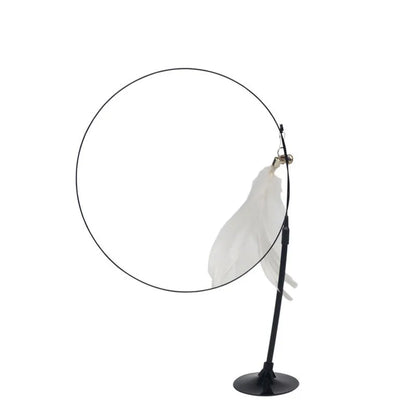 Cat Teaser Wand — Bell & Feather Suction Cup Toy