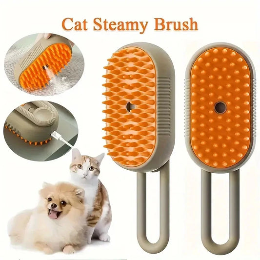 Cat Dog Pet Spray Massage Brush One Button Steam Spray